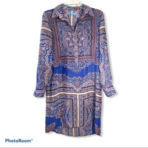 ANTONIO MELANI Long Sleeve Paisley Shirt Dress